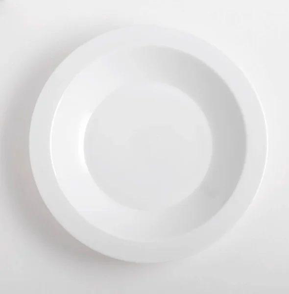Podniesionymi Widokiem Płyta Restauracja Biały Umieszczone Biały Stół — Zdjęcie stockowe