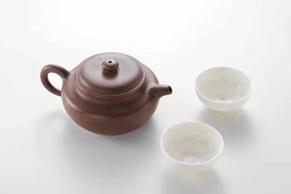 Çay Fincanları Ile Vintage Çaydanlık Closeup Çay Töreni Kavramı — Stok fotoğraf