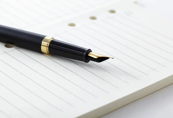 Closeup Business Notepad Pen Isolated White Background — Stock Photo, Image