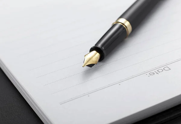 Closeup Business Notepad Pen Isolated White Background — Stock Photo, Image