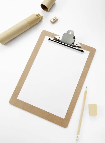 Closeup Business Clipboard Paper Sheets Isolated White Background — Stock Photo, Image