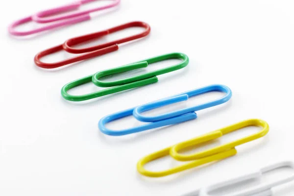 Close Paper Clips Isolated White Background — Stock Photo, Image