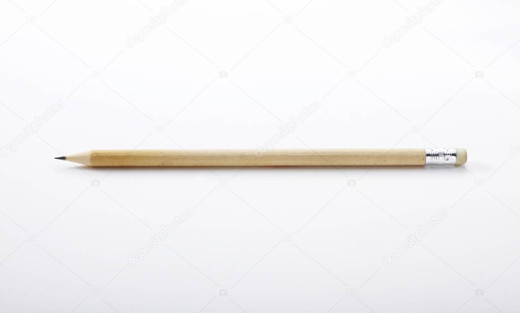 Closeup with pencil isolated on white background 