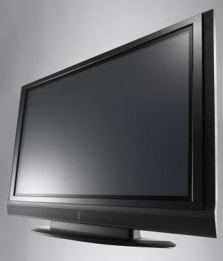 Gri arka plan üzerinde eski Tv closeup 