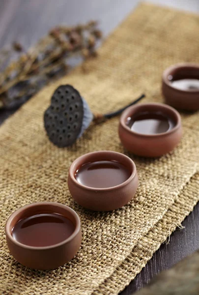 Chá Japonês Definido Sobre Fundo Madeira — Fotografia de Stock