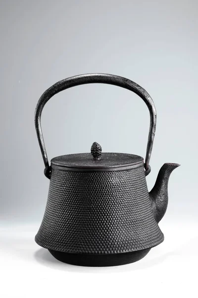 Close Antique Iron Teapot Light Background — Stock Photo, Image