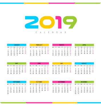 Calendario del nuovo anno in arrivo - 2019 clipart