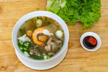Delicious Cambodia noodle with shrimp and pork