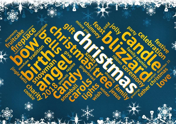 Blue Christmas Word Cloud — Stock Photo, Image