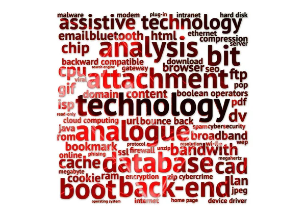 Technology Terminology Word Cloud White Background — Stock Photo, Image