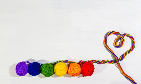 Wool Balls Form Heart Diversity White Background — Stock Photo, Image