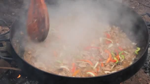 食物到犁盘上 阿根廷肉食的典型特征 — 图库视频影像