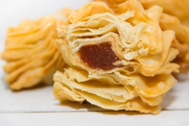 tatlı ayva ve Arjantin gastronomi tipik batata ile kızarmış hamur işleri