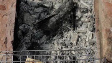 Mangal şiş ızgara sebze yakın çekim. Ateşe ızgara sebze