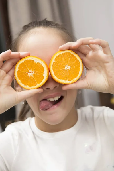 Happy Time Funny Wit Orange Slice — Stock Photo, Image