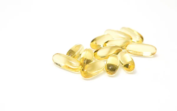 Pills omega 3, fish capsule Royalty Free Stock Photos