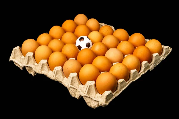 Soccer Ball Eggs Egg Tray — Stock Photo, Image