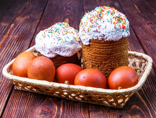 Freshly Prepared Easter Cakes Easter Eggs — Stock Photo, Image