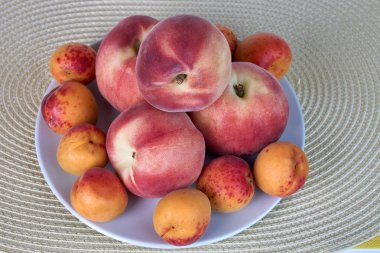 Beyaz backg izole lezzetli kayısı ve Şeftali meyve