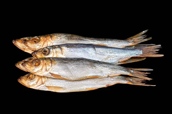 Копченая Рыба Балтийская Сельдь Черном Фоне — стоковое фото