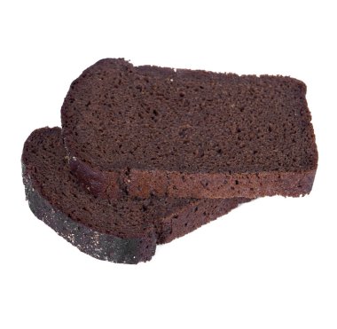 Siyah çavdar ekmeği beyaz bir arka plan üzerinde izole dilim.