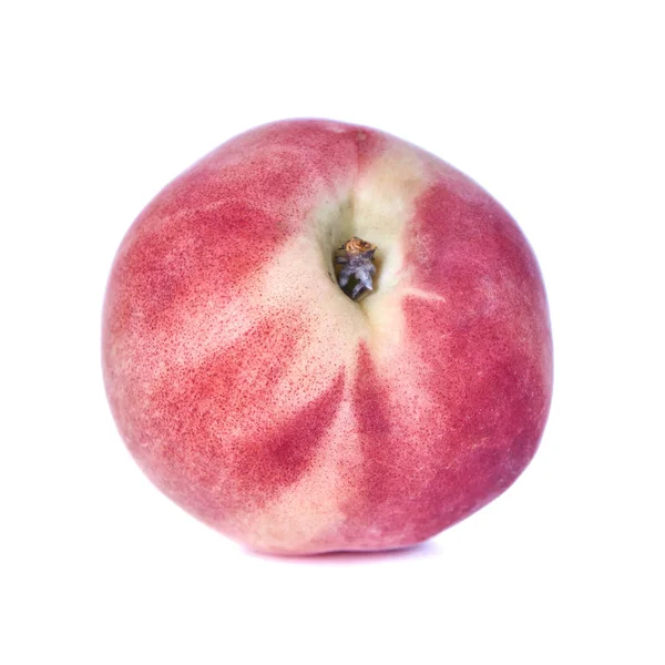 Fruta Pêssego Madura Saborosa Isolada Fundo Branco — Fotografia de Stock