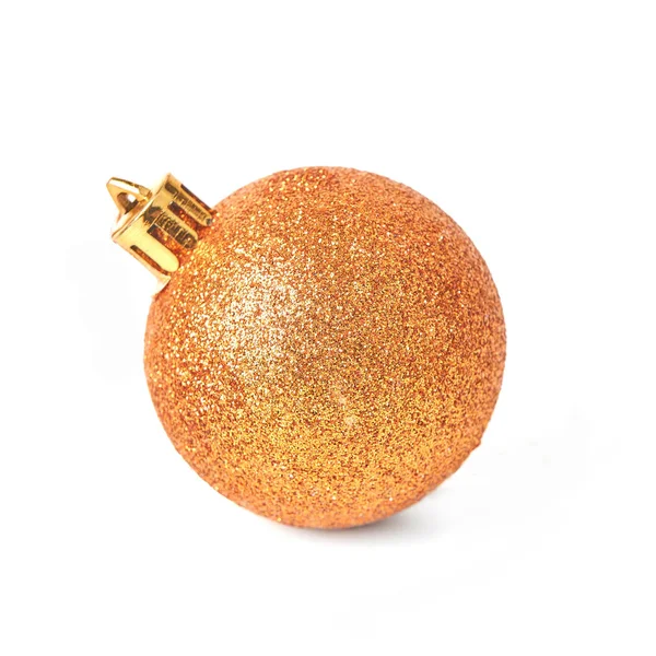 Gold Christmas Ball Isolated White Background — Stock Photo, Image