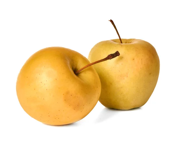 Zralé Žluté Jablko Izolované Bílém Pozadí — Stock fotografie