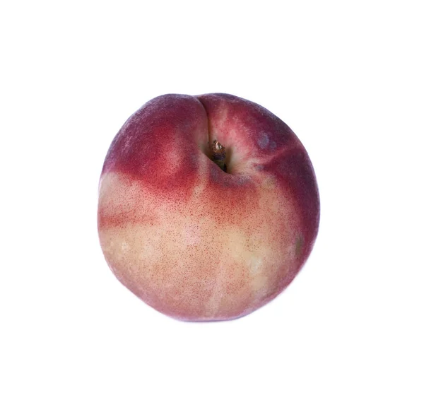 Fruta de pêssego madura saborosa isolada no fundo branco — Fotografia de Stock
