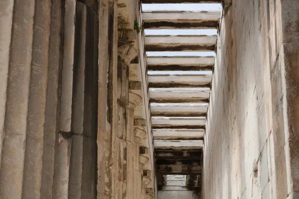 Widok Wnętrza Komputera Starożytna Świątynia Hefajstosa Ateny Grecja — Zdjęcie stockowe