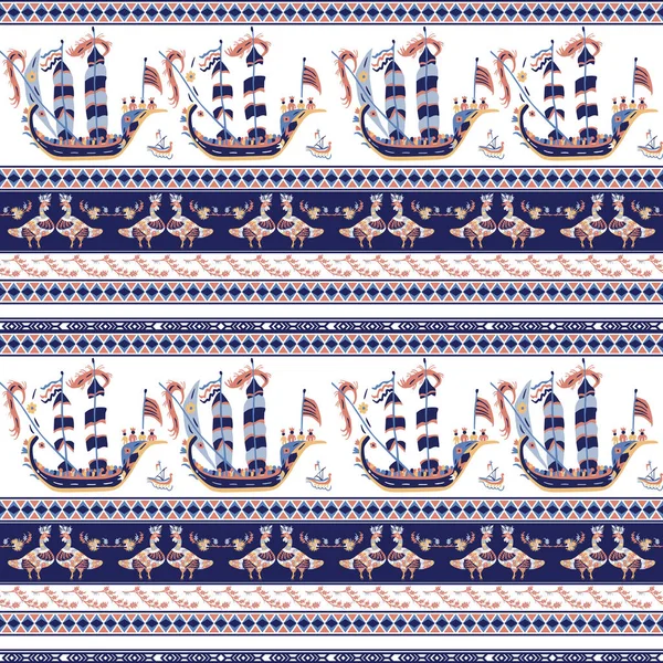 Ornament Stijl Van Oude Mediterrane Tekeningen Naadloze Patroon — Stockvector
