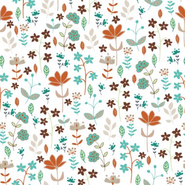 Stilize çiçek beyaz zemin üzerinde. Seamless modeli.