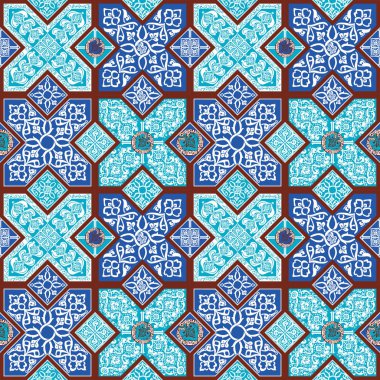 Dikişsiz desen Farsça fayans şeklinde. İran süsleme ile dekore mozaik.