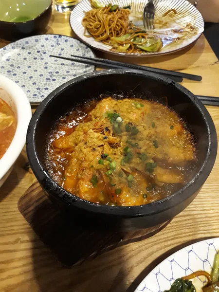 Cozinha Chinesa Prato Com Comida Fervente — Fotografia de Stock