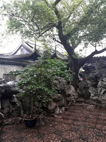 Natureza Arquitetura Jardim Faixas Manualmente Dispostas Pedras Xangai Maio 2018 — Fotografia de Stock