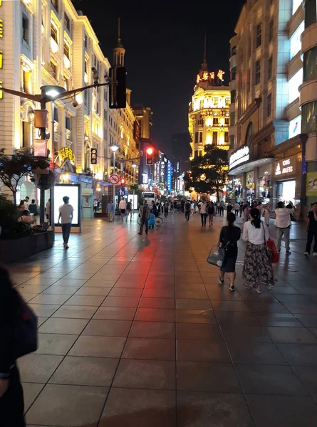 Strada Notte Shanghai Maggio 2018 — Foto Stock