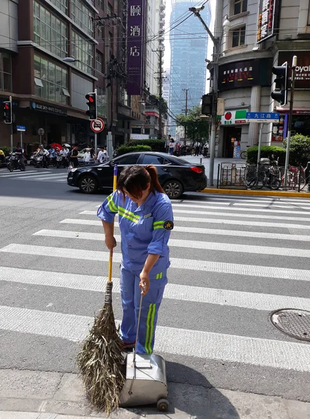 Úttisztítás Kína Városainak Shanghai Május 2018 — Stock Fotó