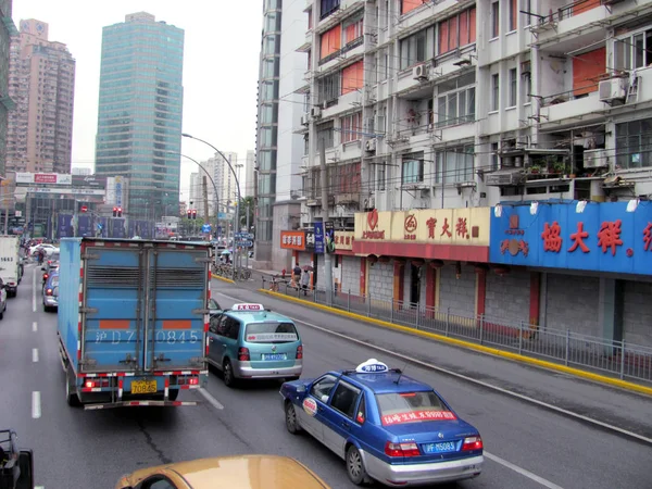 Shanghai Street Közlekedés Házak Kína Május 2018 — Stock Fotó