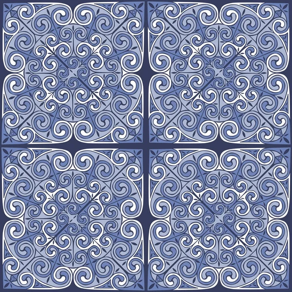 Europäisches Ornament Blautönen Nahtloses Muster — Stockvektor