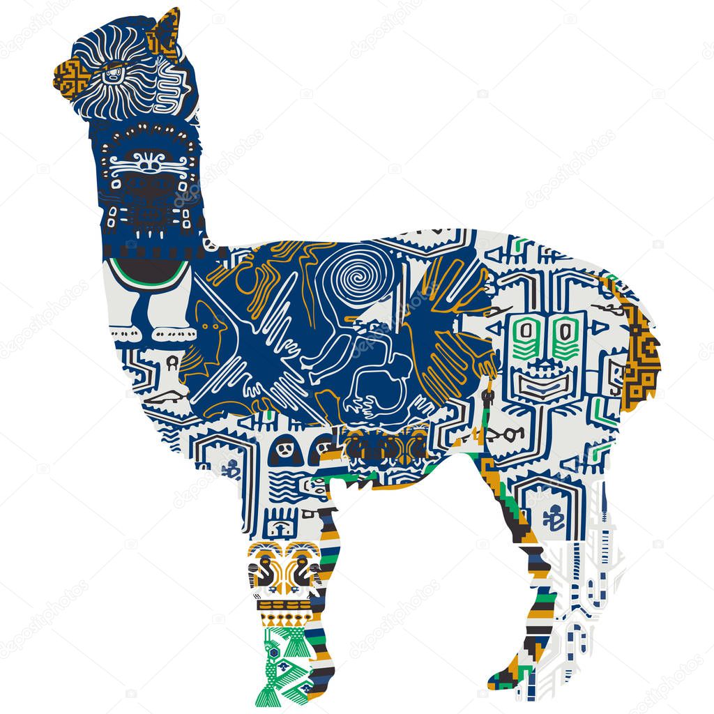 Peruvian alpaca with ethnic patterns.