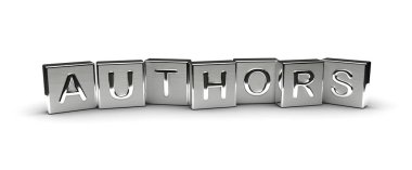 Metal Blok Yazarlar Metin (Beyaz arka plan üzerinde yalıtılmış)