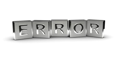 Metal Blokta Hata Metni (Beyaz arka planda yalıtılmış)