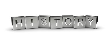 Metal Blok Üzerine Geçmiş Metni (Beyaz arka planda yalıtılmış)