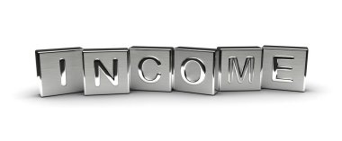 Metal Blokta Gelir Metni (Beyaz arka planda yalıtılmış)