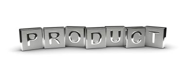 Metal Bloktaki Ürün Metni (Beyaz arka planda yalıtılmış)