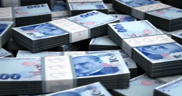 Türkische Lira Großaufnahme — Stockvideo