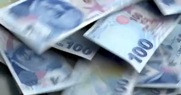 Lira Turca Cayendo Sobre Fondo Tintado — Vídeos de Stock