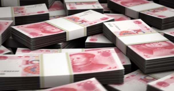 Eine Milliarde Chinesischer Yuan Aus Nächster Nähe — Stockvideo