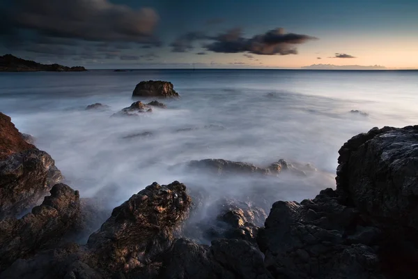 Time Lapse View Waves Rocky Beach Beautiful Scenic Sea View — Stock Photo, Image