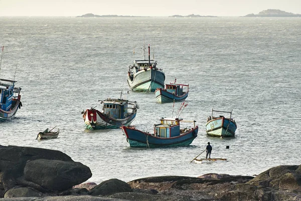 Fishing Boats Anchored Waterfront Dazuo Fujian China — Stock Photo, Image